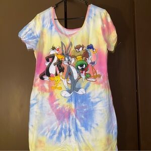 Tie-Dye Looney Tunes Graphic T-Shirt Dress